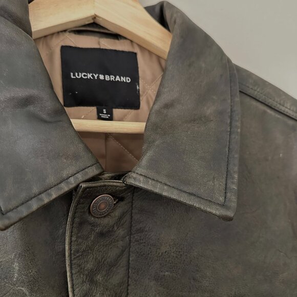 Lucky Brand- Vintage Leather Trucker Jacket - Picture 3 of 5